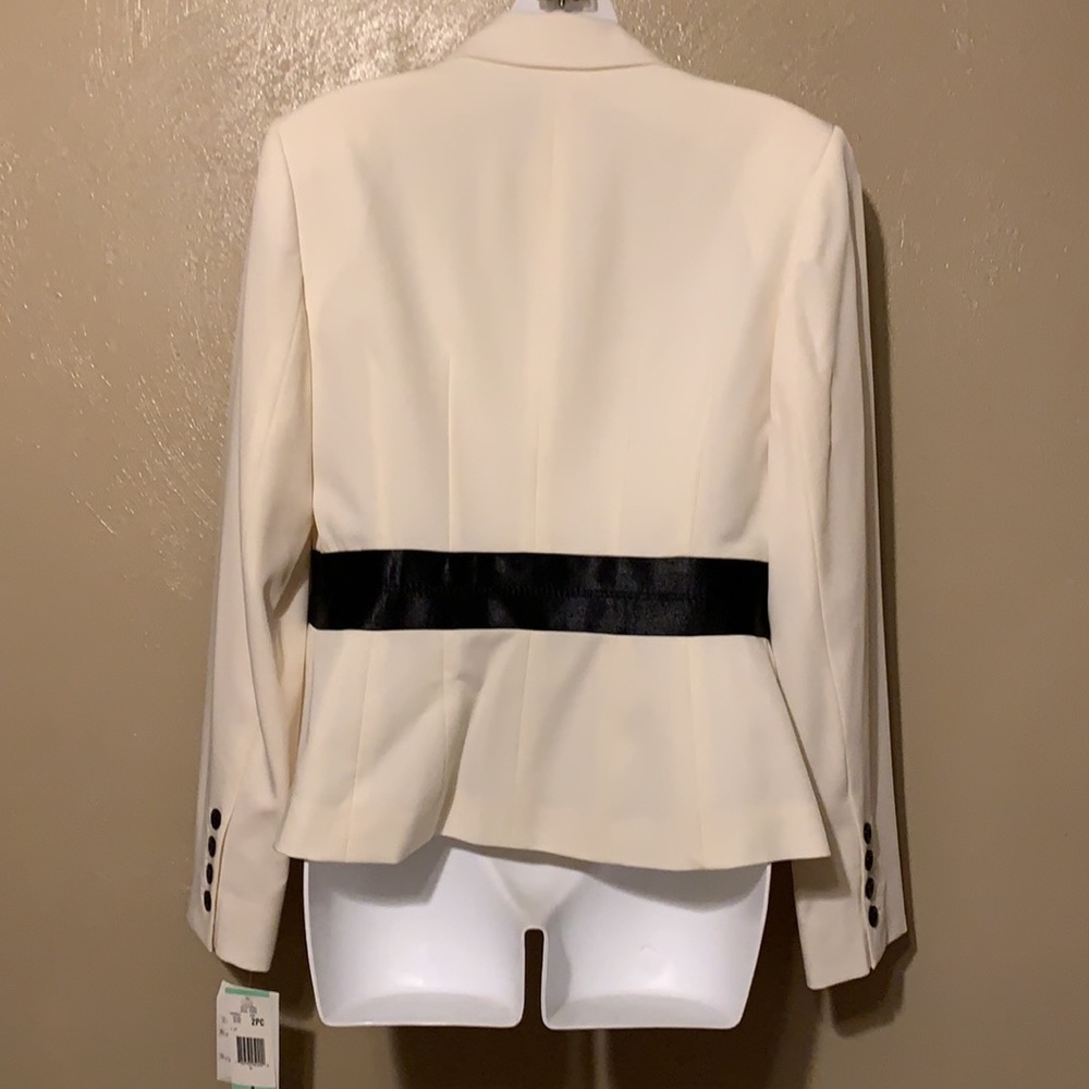 Nine West size 8 Cream Black blazer satin trim - Picture 3 of 8